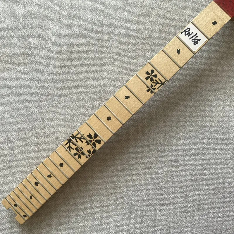 Red Left Handed Guitar Maple Wood Neck, 24 Frets Fingerboard