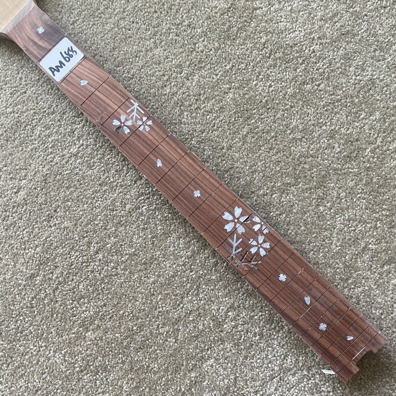 Maple Electric Guitar Neck, Rosewood Fingerboard, Roses Flowers Inlay