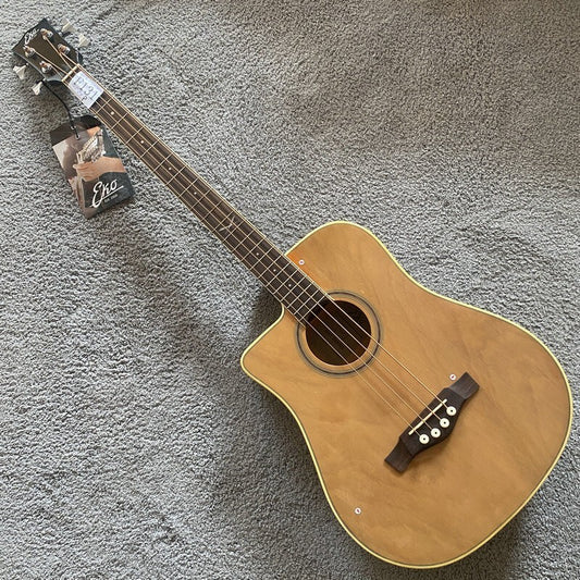 Eko Left Handed Acoustic Electric Bass, Spruce Mahogany Body, Rosewood