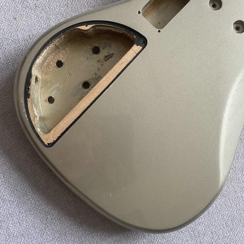 Metallic Silver 4 String Bass Basswood Body with Maple Neck, Rosewood