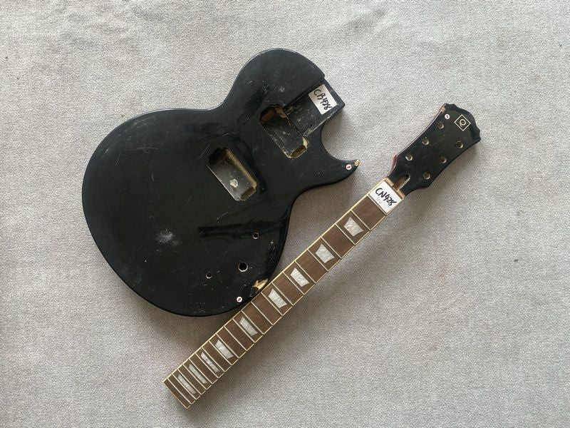Black Basswood Guitar Body with Neck, Rosewood Fretboard Fit LP Les Pa