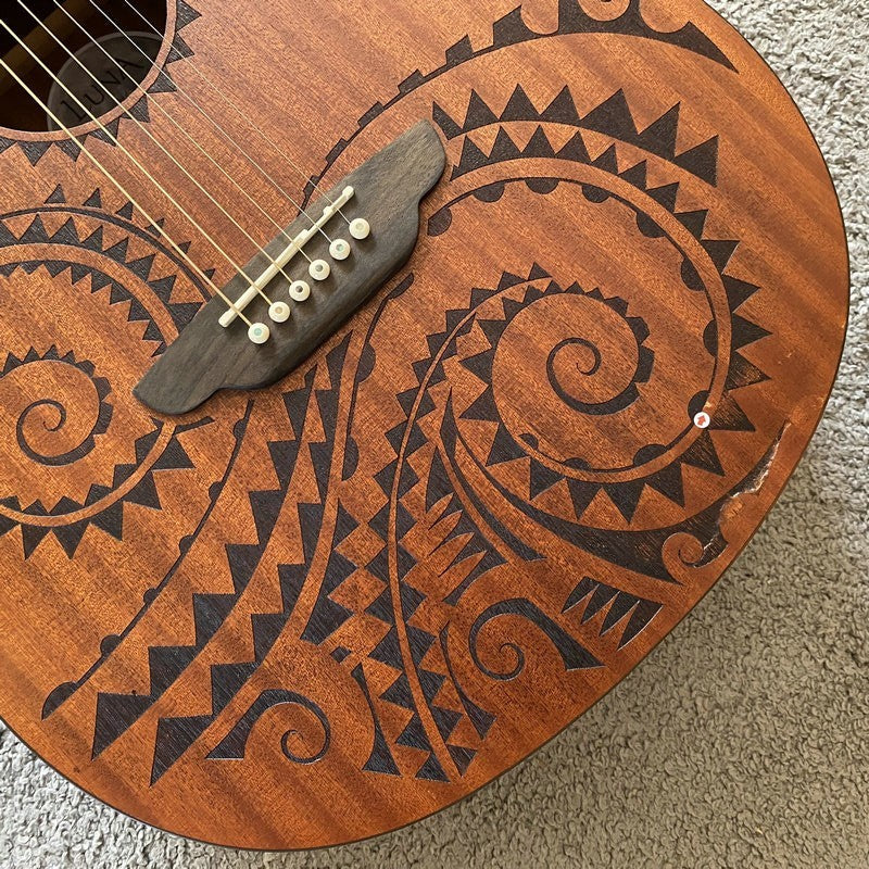 40 Inch Luna Acoustic Guitar, Mahogany Body and Neck, Rosewood Fingerb