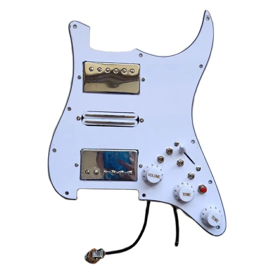 Upgraded HSH US Pickguard White Humbucker Alnico Pickups  7 Way Switch Multifunction Welding Harness 1 Set Guitar Parts For Stratocaster Strat