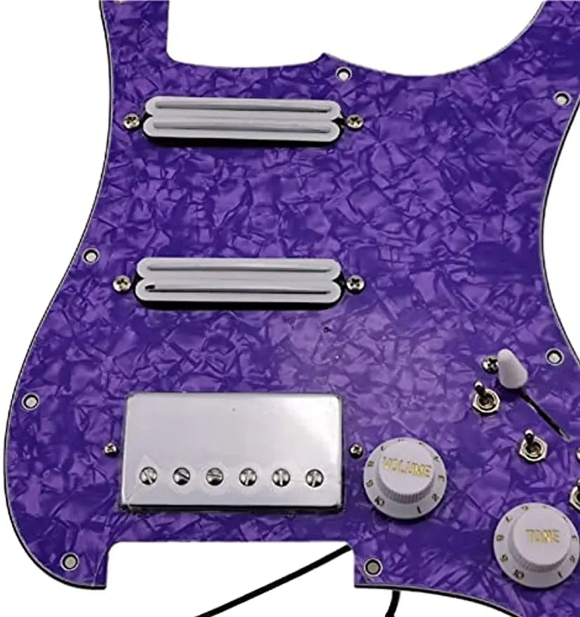 Upgrade Prewired Guitar Pickguard Configuration Purple Pearl SSH Chrome High Out Output DCR Pickups for Strat Guitar