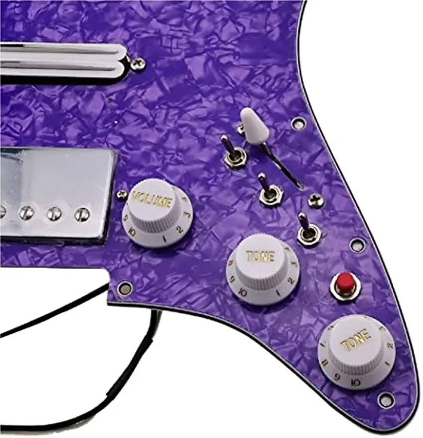Upgrade Prewired Guitar Pickguard Configuration Purple Pearl SSH Chrome High Out Output DCR Pickups for Strat Guitar