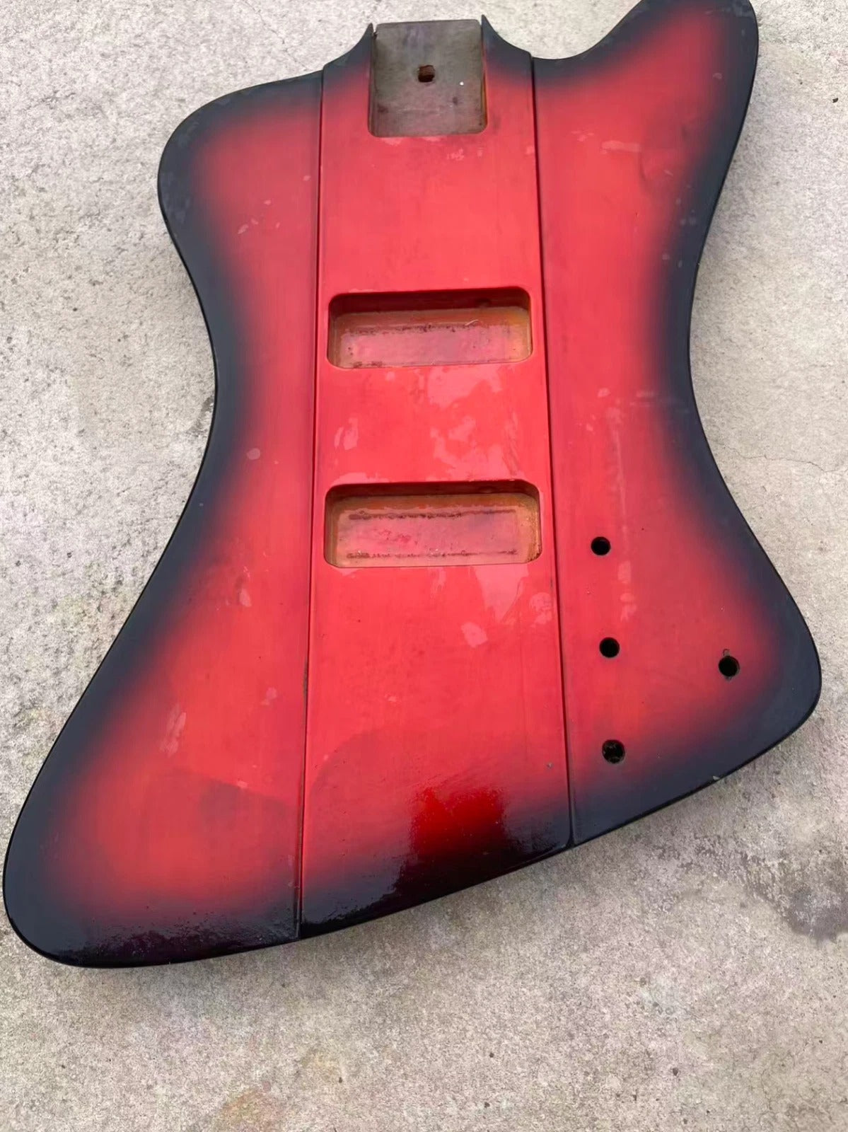 Black Red Glossy Finish Bass Body Fit Thunderbird DIY Project