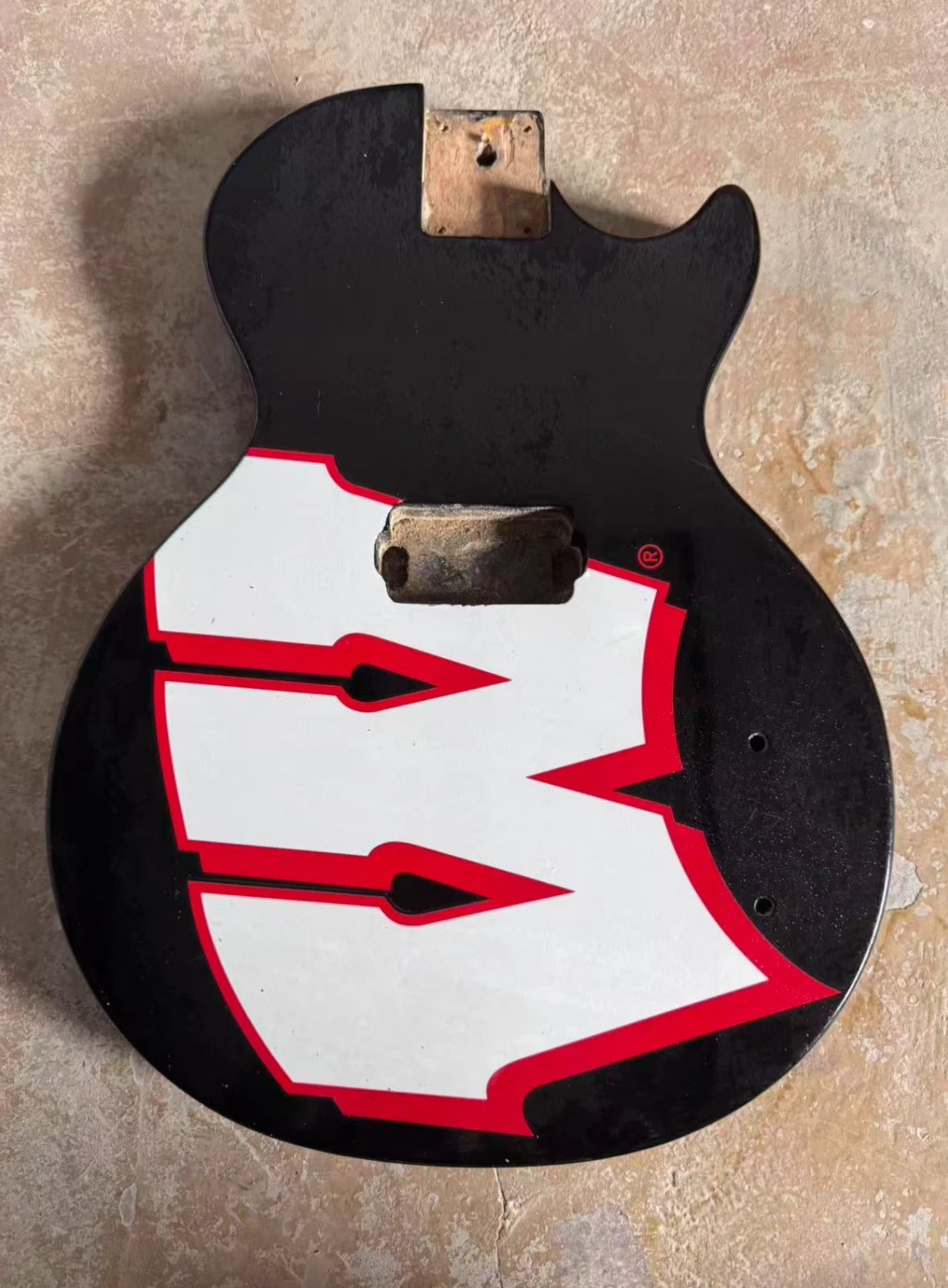 Black W Guitar Basswood Body Single Cut Fit LP Jr
