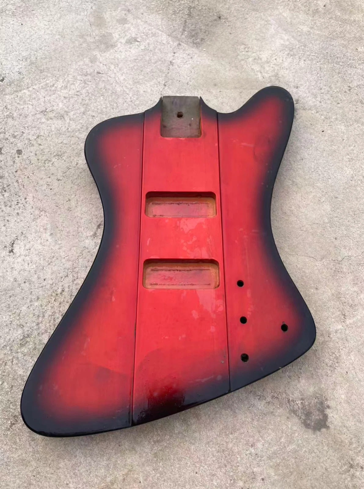 Black Red Glossy Finish Bass Body Fit Thunderbird DIY Project