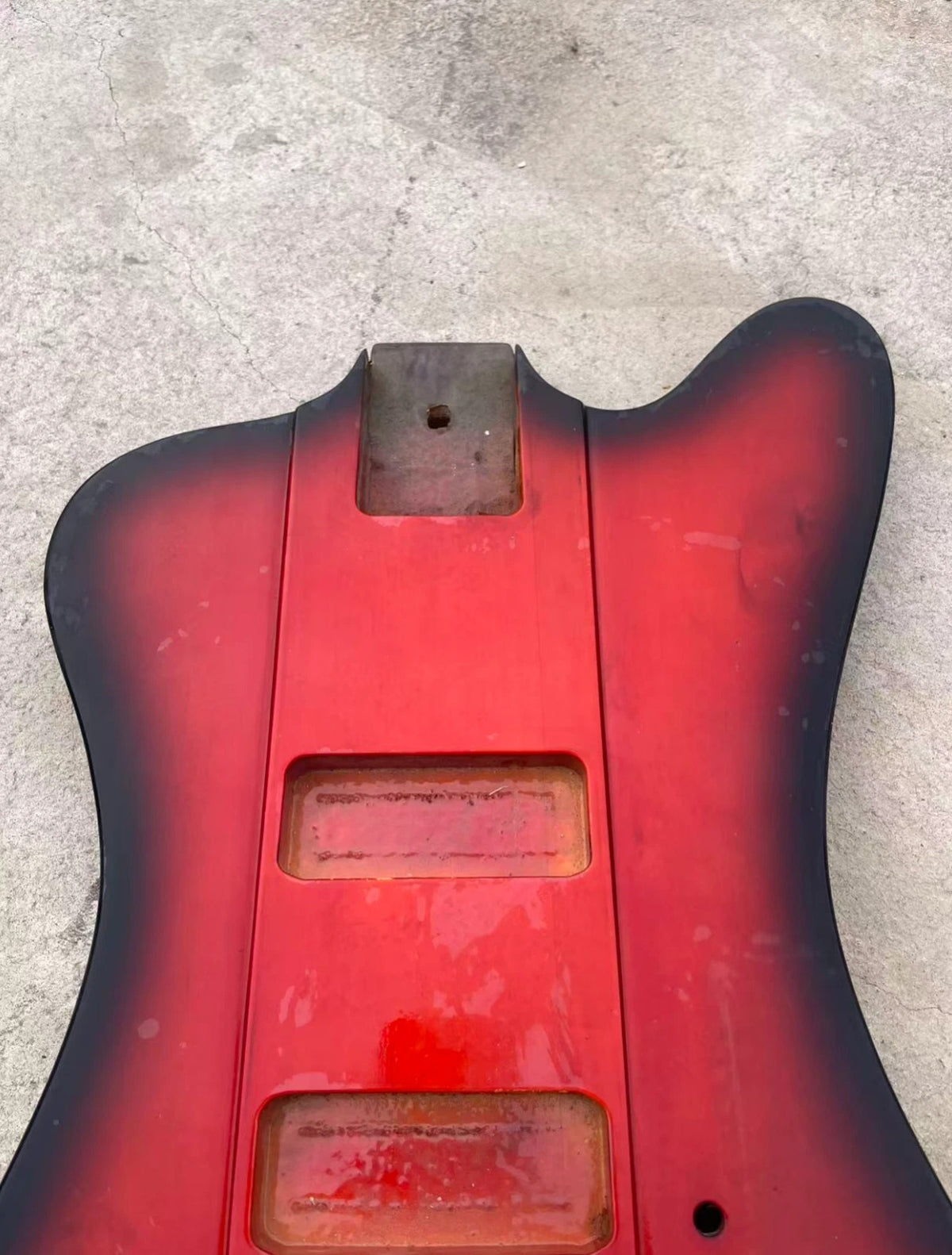 Black Red Glossy Finish Bass Body Fit Thunderbird DIY Project