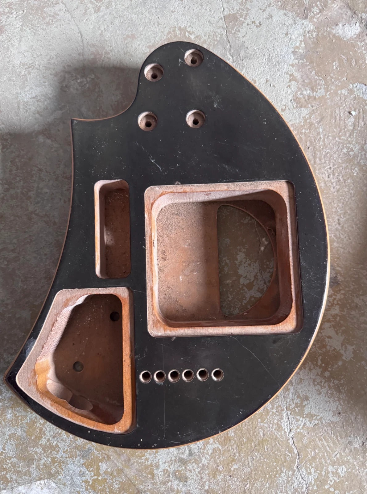 Custom DIY Mini Guitar Body DIY Project, String Through Bridge
