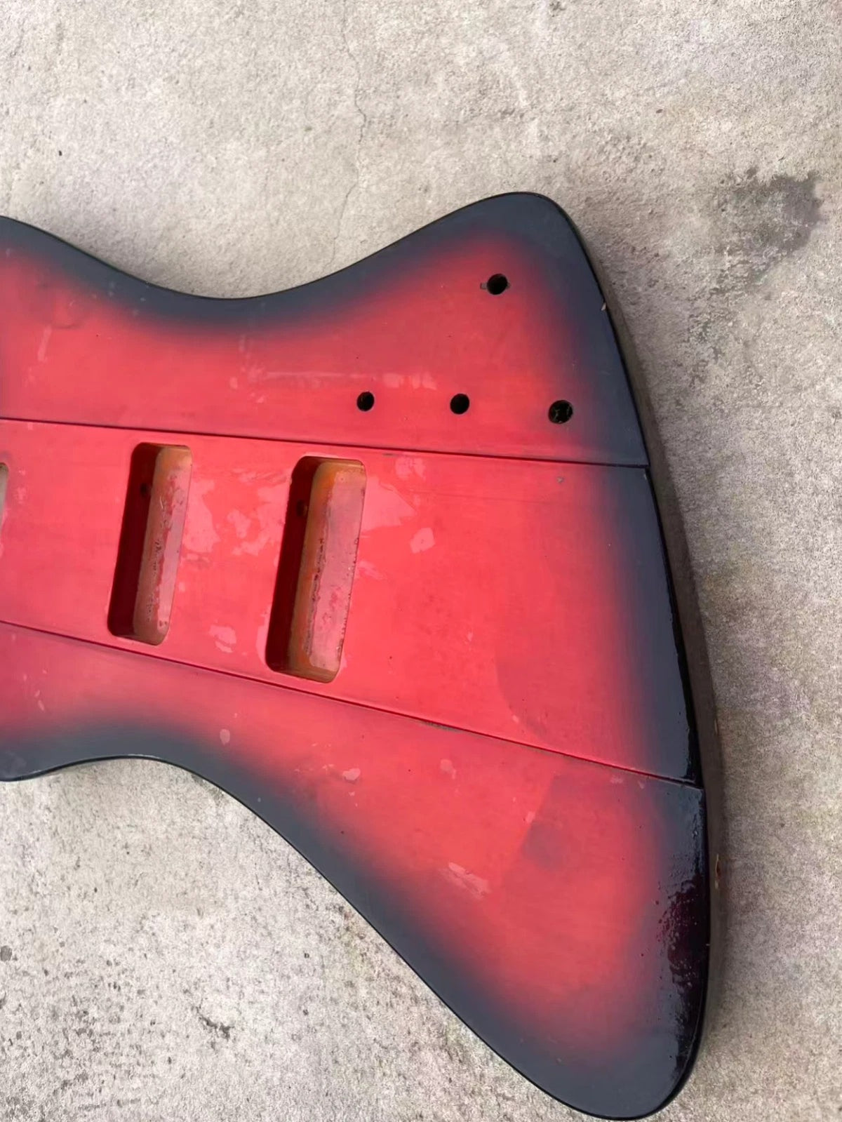 Black Red Glossy Finish Bass Body Fit Thunderbird DIY Project