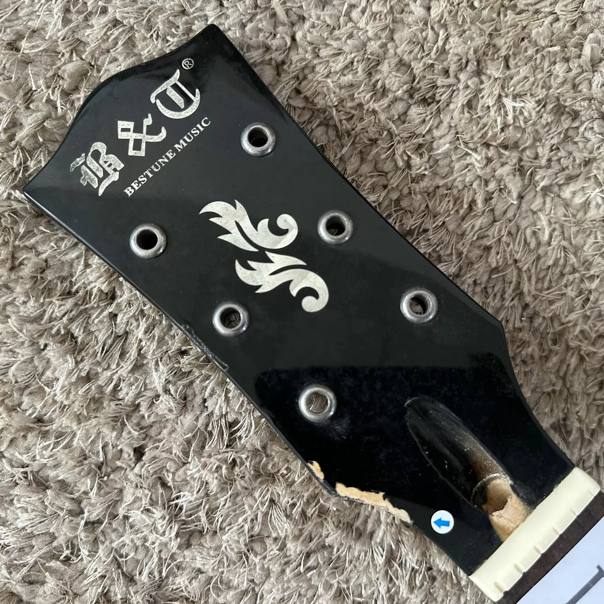 Bestune Music SG Electric Guitar Devil Horn Semi-finished DIY P90 Pickup Black with Minor Flaws (Stock)