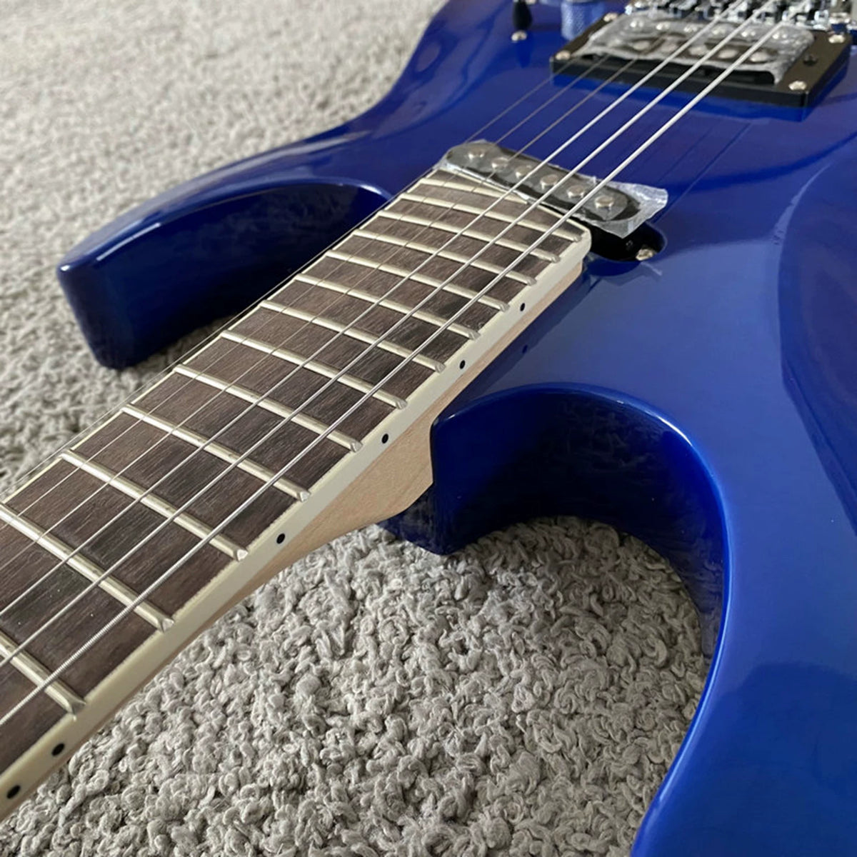 Blue Tiger Stripe 24-Frets Double Tremolo Electric Guitar, , Metal Rock Practice/Advanced Double Tremolo