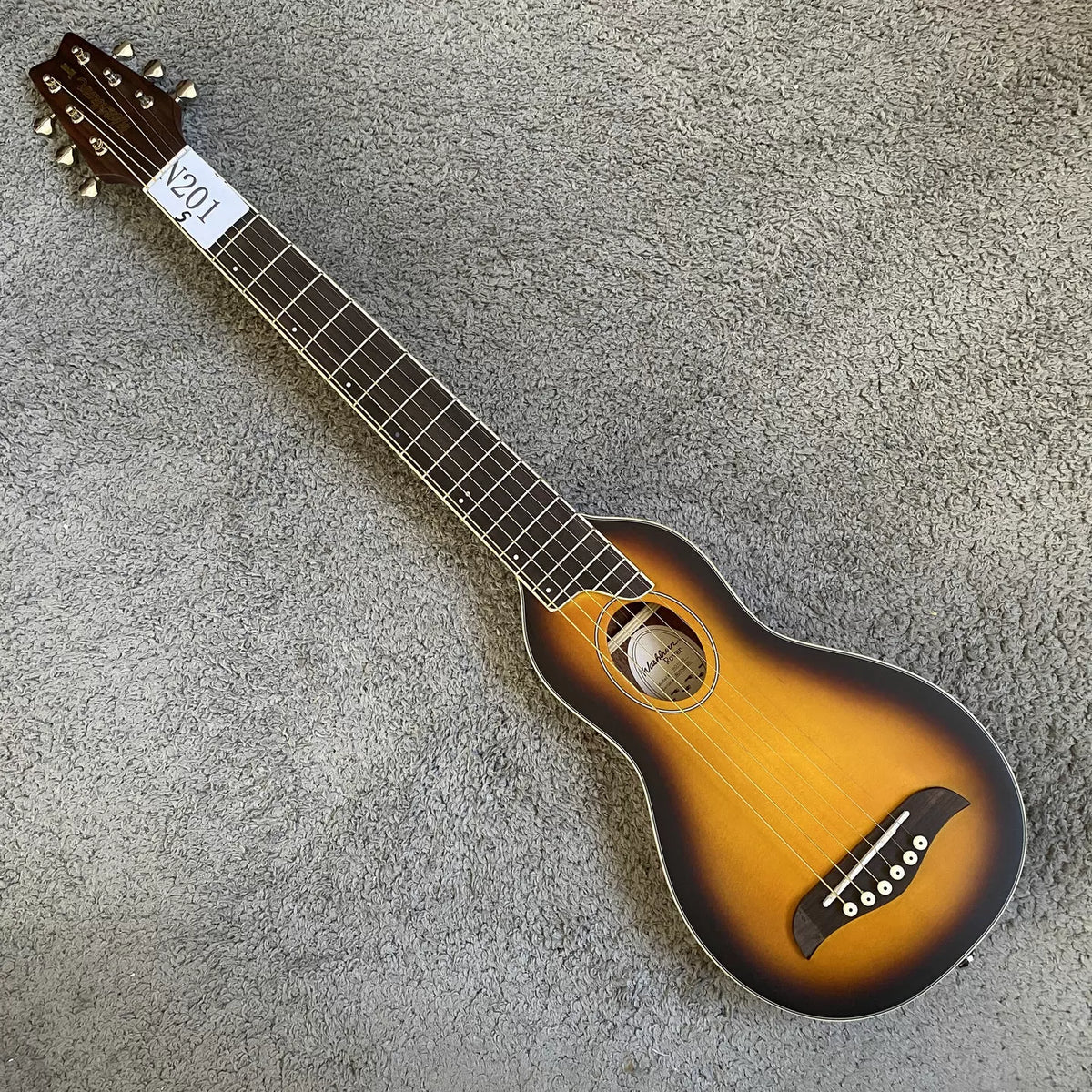 Minor flaws and dents: 34-inch solid wood folk guitar with steel strings, travel mini portable acoustic guitar for children, beginners, and adults.