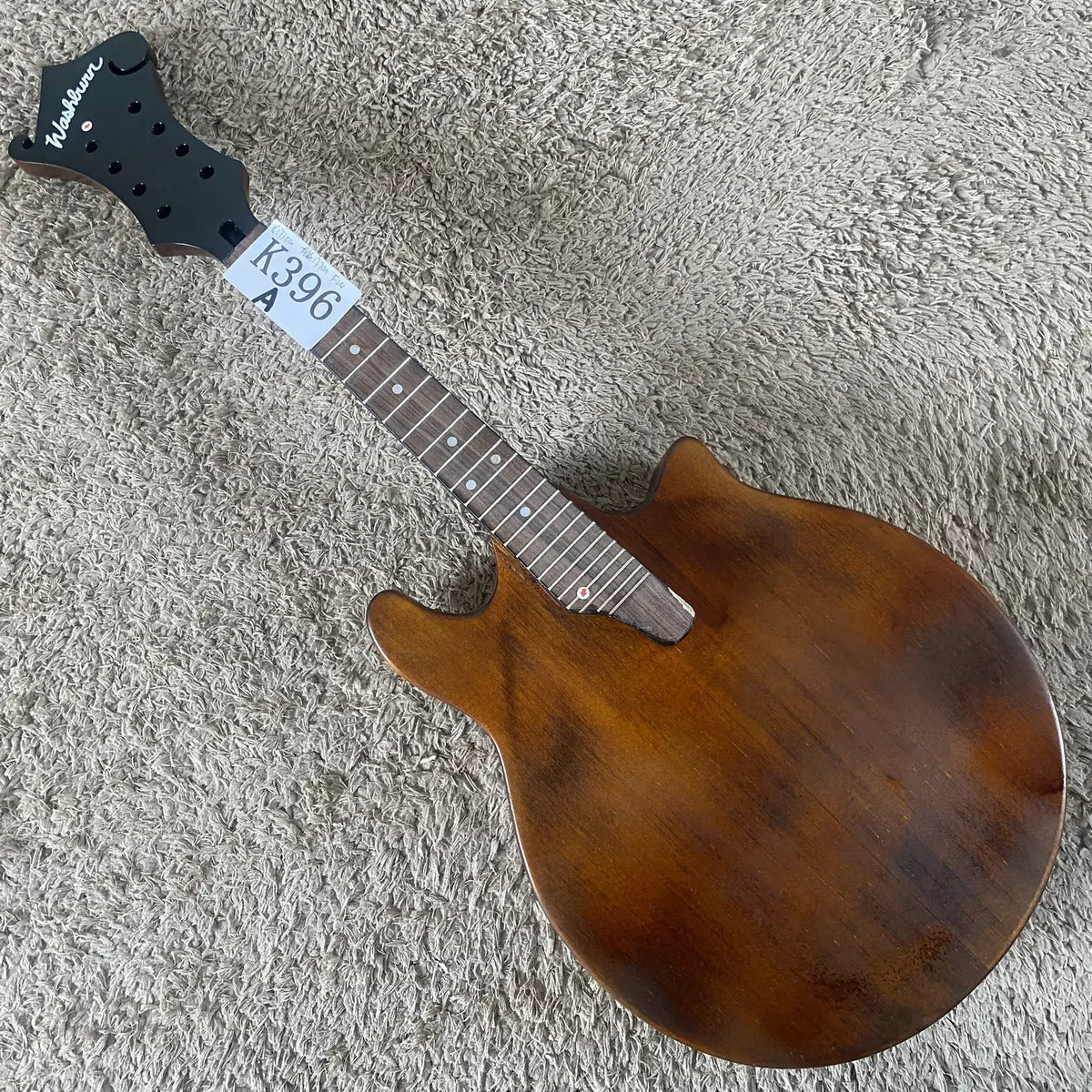 Mandolin guitar, 8 strings, solid spruce and maple top, transparent brown, pre-made, DIY, minor imperfections.
