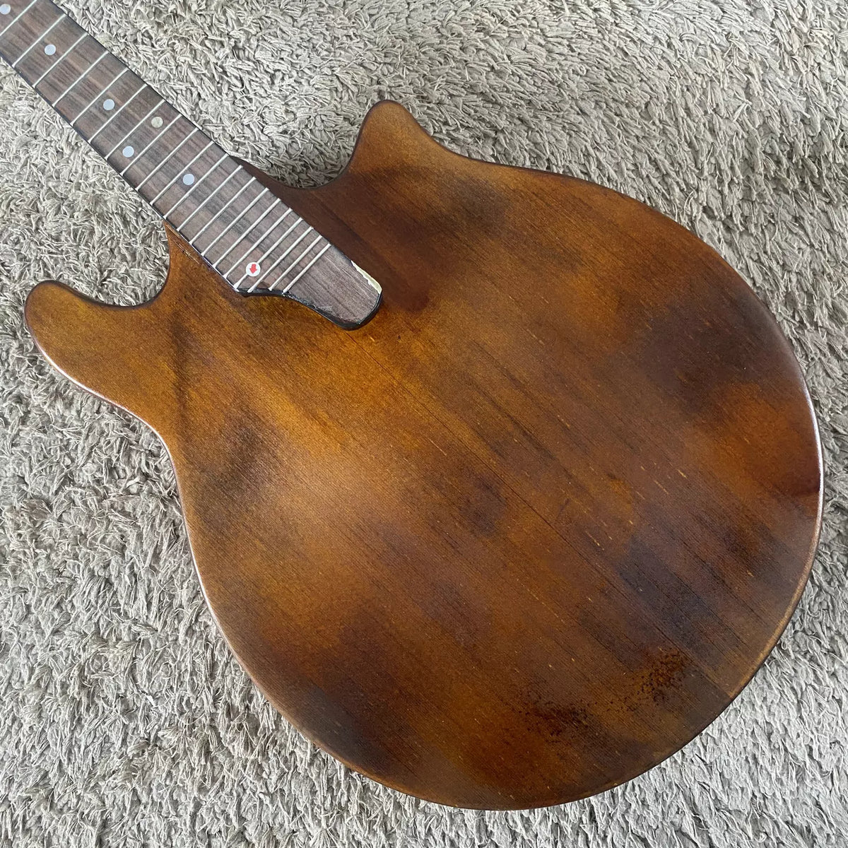Mandolin guitar, 8 strings, solid spruce and maple top, transparent brown, pre-made, DIY, minor imperfections.