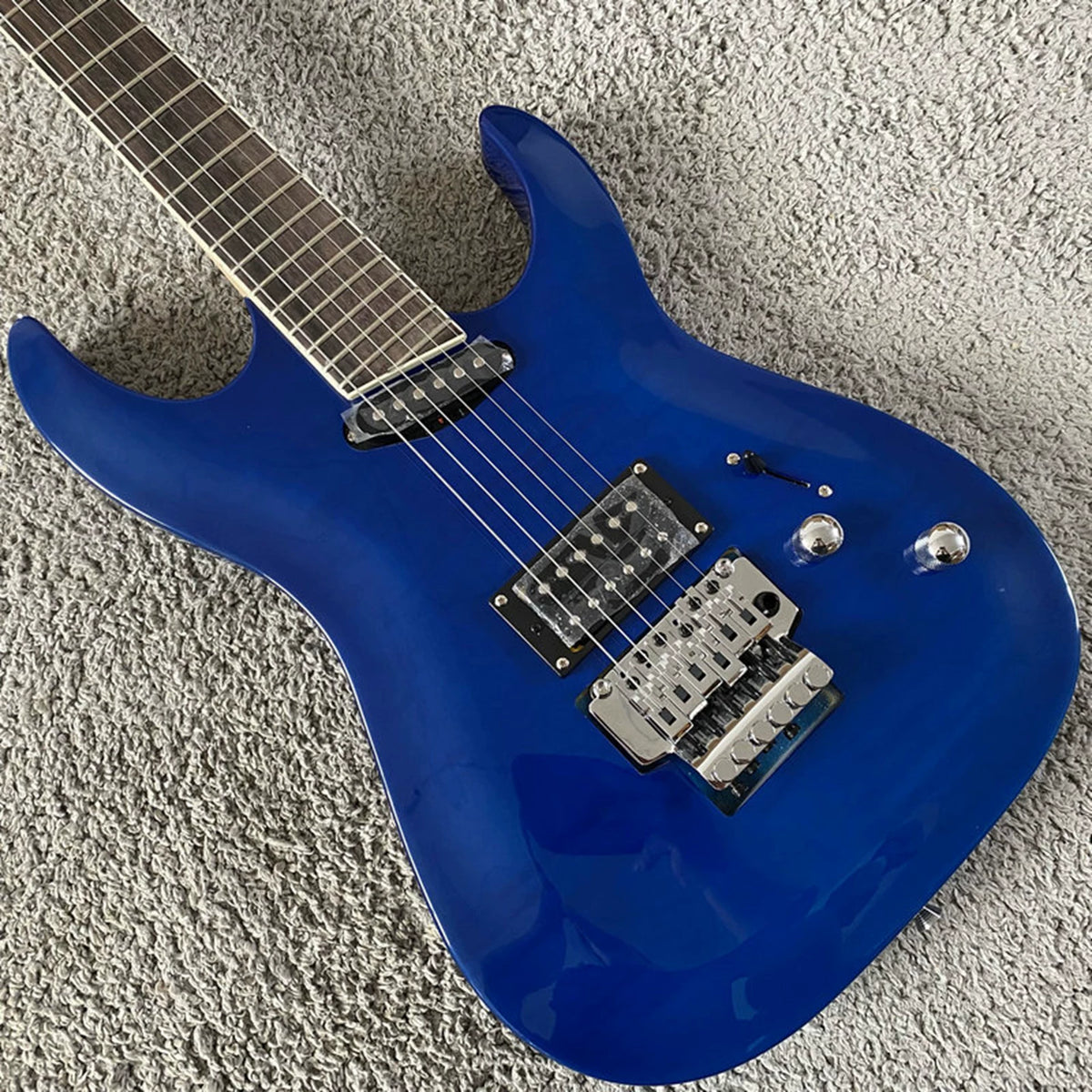 Blue Tiger Stripe 24-Frets Double Tremolo Electric Guitar, , Metal Rock Practice/Advanced Double Tremolo