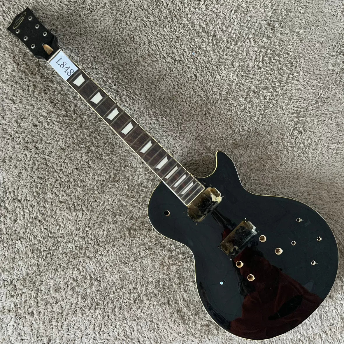 Baracuda LP electric guitar, unfinished, no parts, DIY black dual-coil pickup with minor flaws.