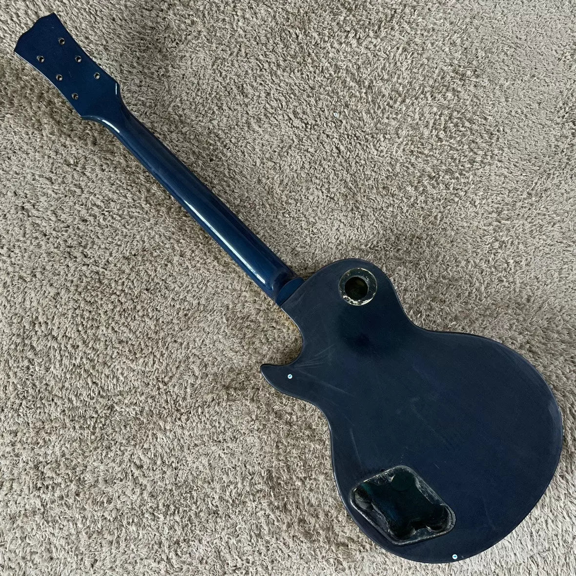 Factory stock: LP model electric guitar (half-finished), maple wood, tiger stripe, blue gradient, DIY, no accessories, 22 pieces.