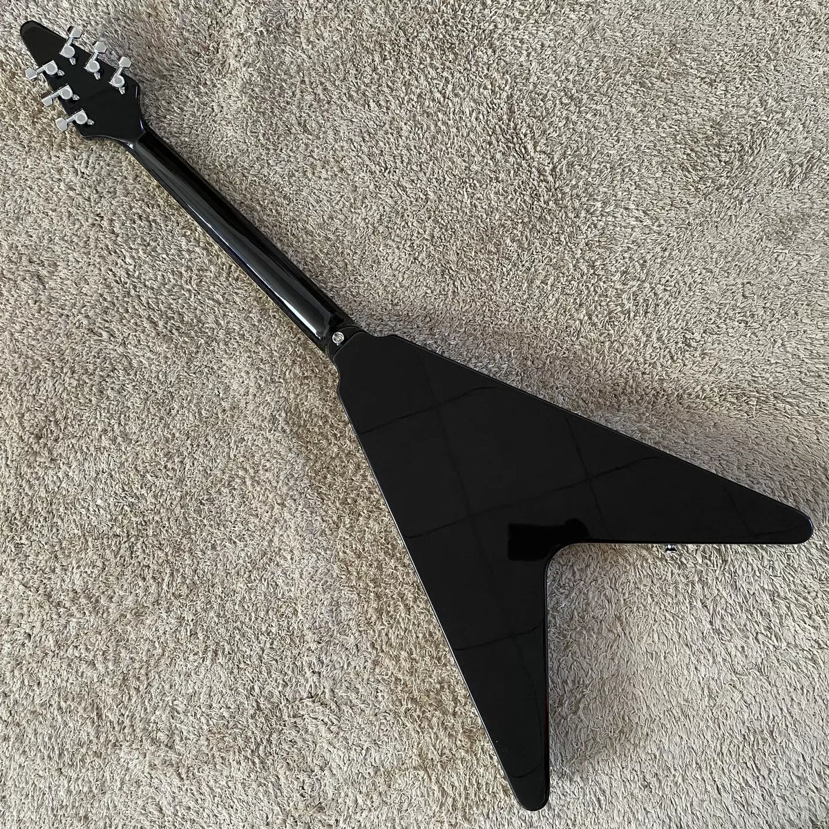 Xavier Flying V-Shaped Electric Guitar with Map Pattern and Swallowtail Maple Wood.