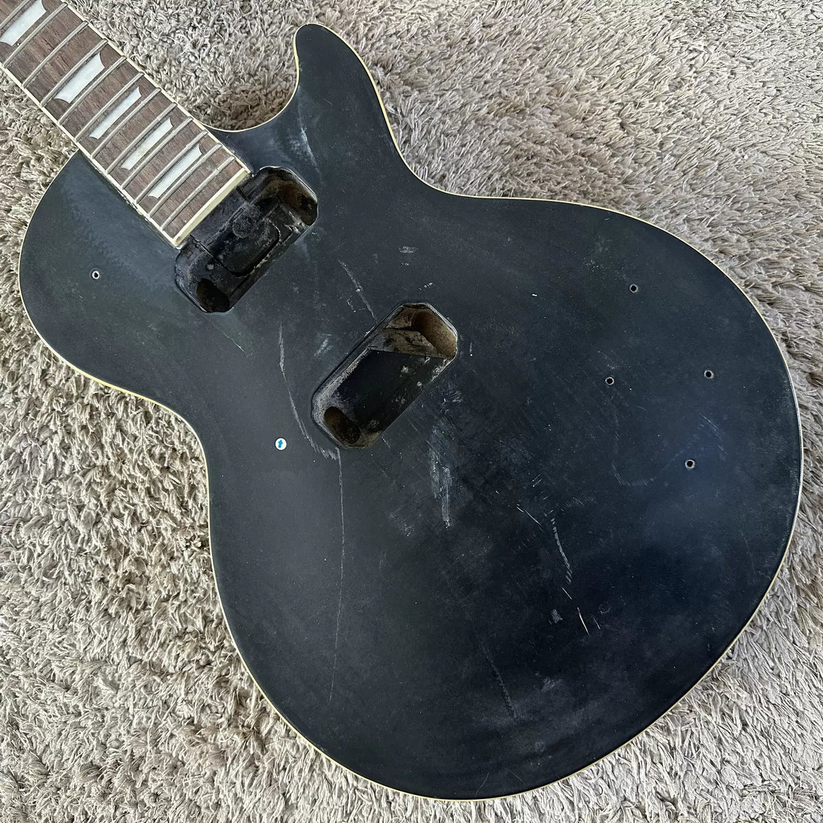 LP electric guitar, unfinished, no accessories, dual pickups, DIY, black, 22mm frets, minor flaws.