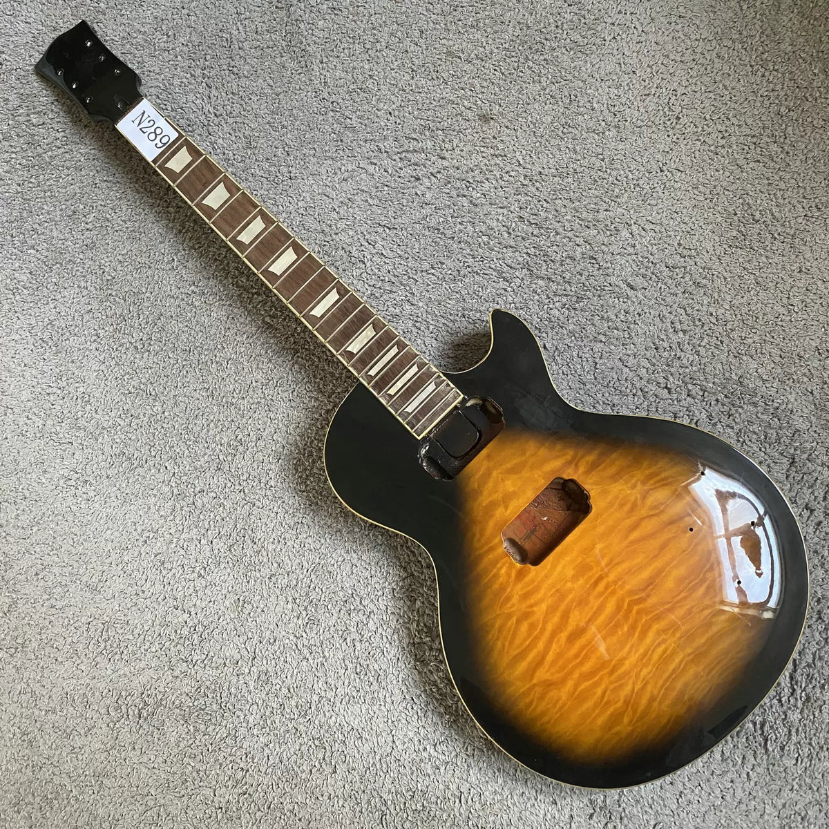 Custom Electric Guitar LP Standard Maple Big Flower African Mahogany 22 Frets Guitar Set DIY Semi-finished Product