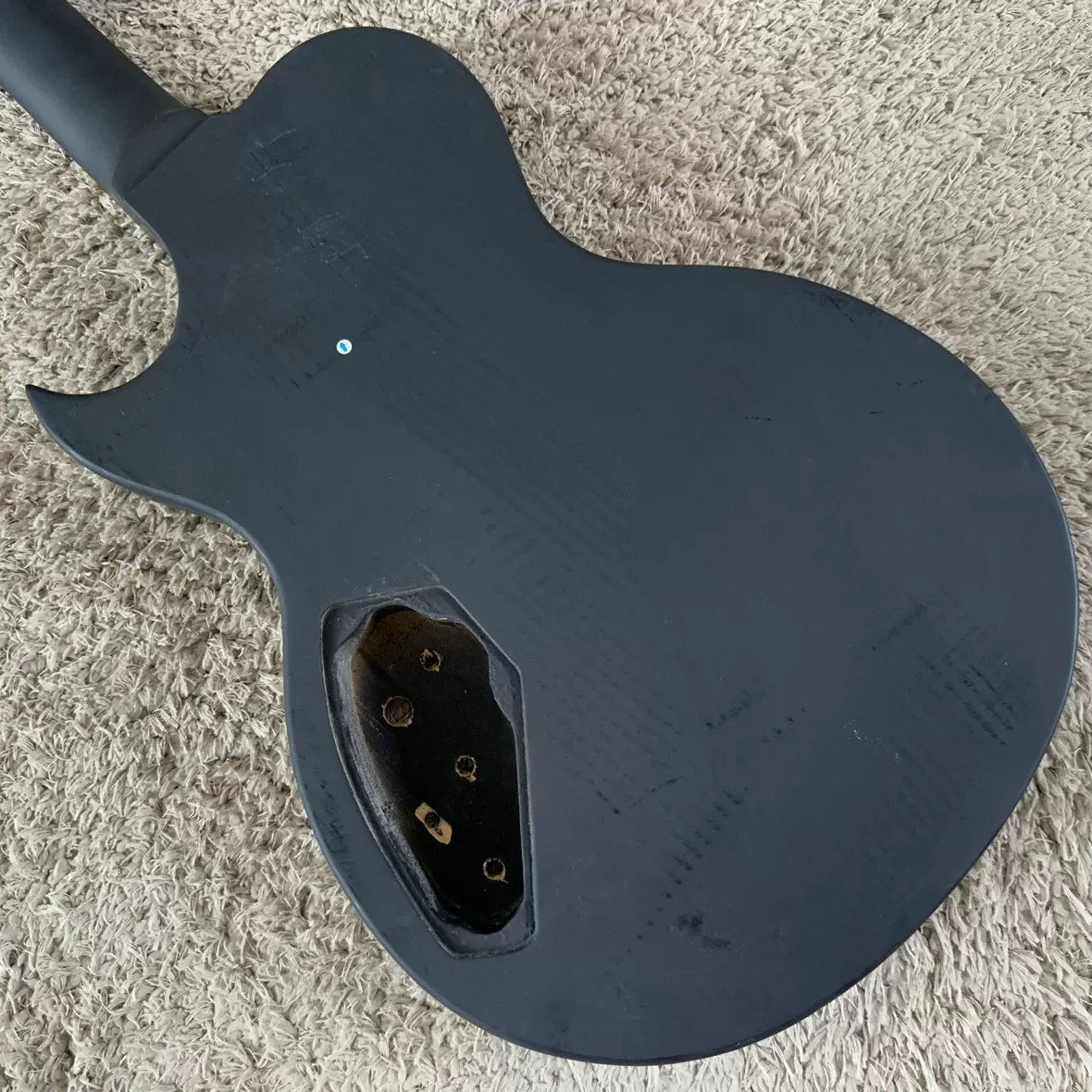 Stock Ellypse Flat LP Electric Guitar, unfinished, no accessories, dual pickups, DIY, black, minor flaws.