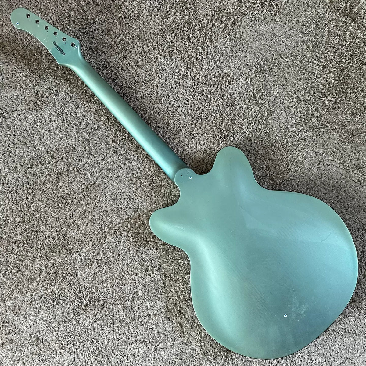 Ultra-thin Semi-hollow Jazz Electric Guitar, Semi-finished Product, Metallic Green, F-hole, Minor Imperfections