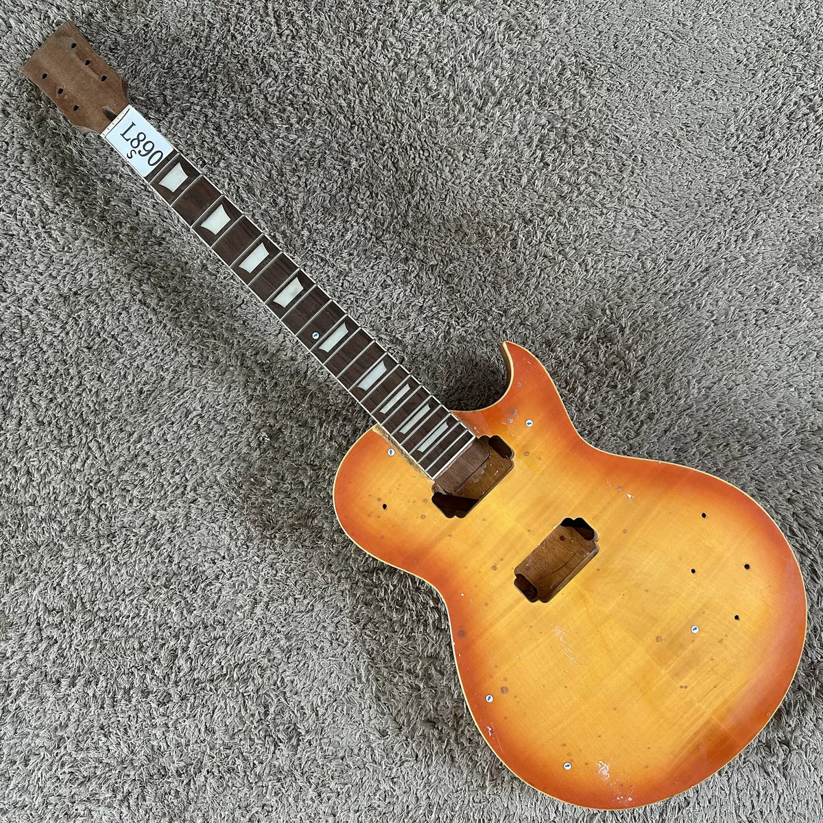 Korean factory surplus LP electric guitar semi-finished product, mahogany + maple tiger stripe DIY gradient color, flawed, special price.