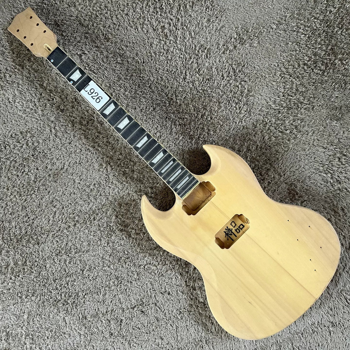 Sample SG Electric Guitar Devil Horn Semi-finished DIY, Natural Wood Color Dual Coil Pickup, Minor Flaws (Stock)