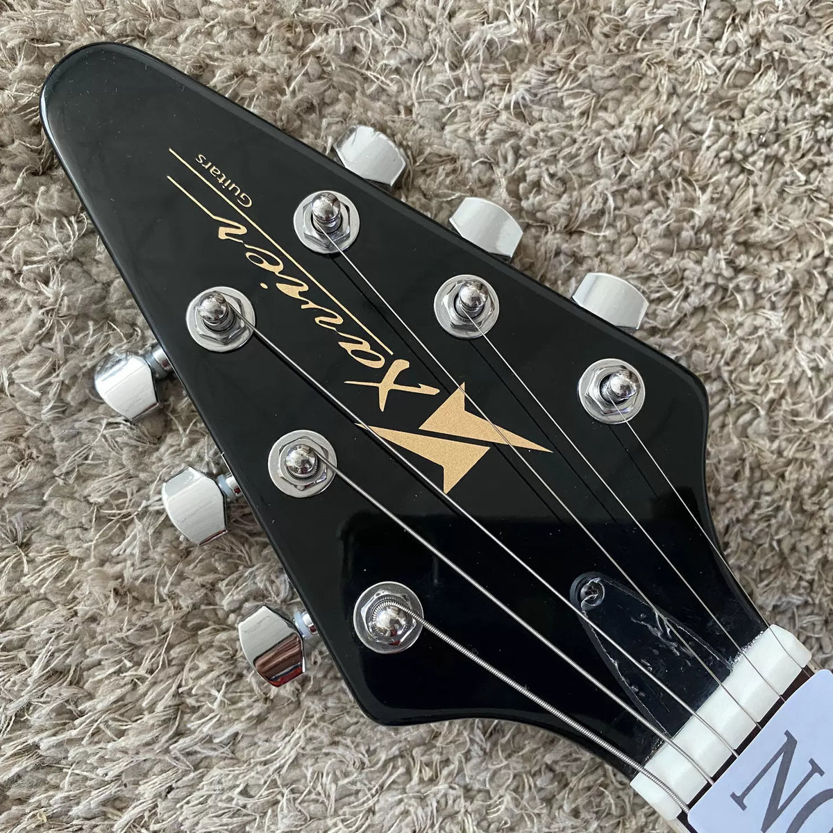 Xavier Flying V-shaped Swallowtail Black Fork Rock Guitar