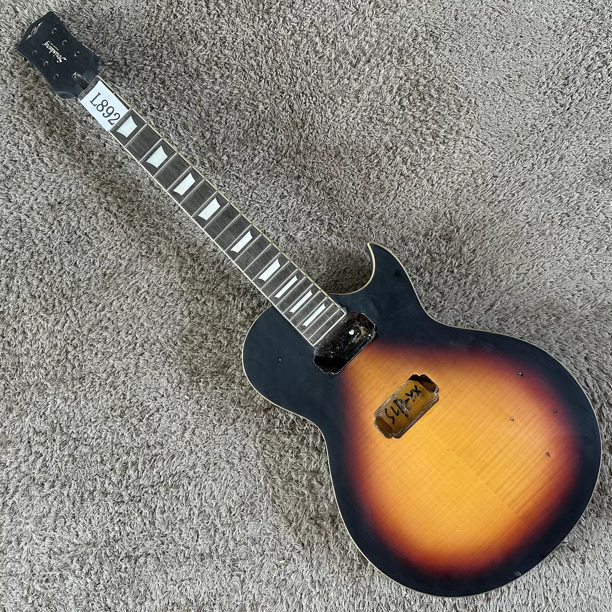 LP Electric Guitar (Semi-finished), Maple Tiger Stripe, DIY Dual Pickup, Sunset Color, Minor Imperfections