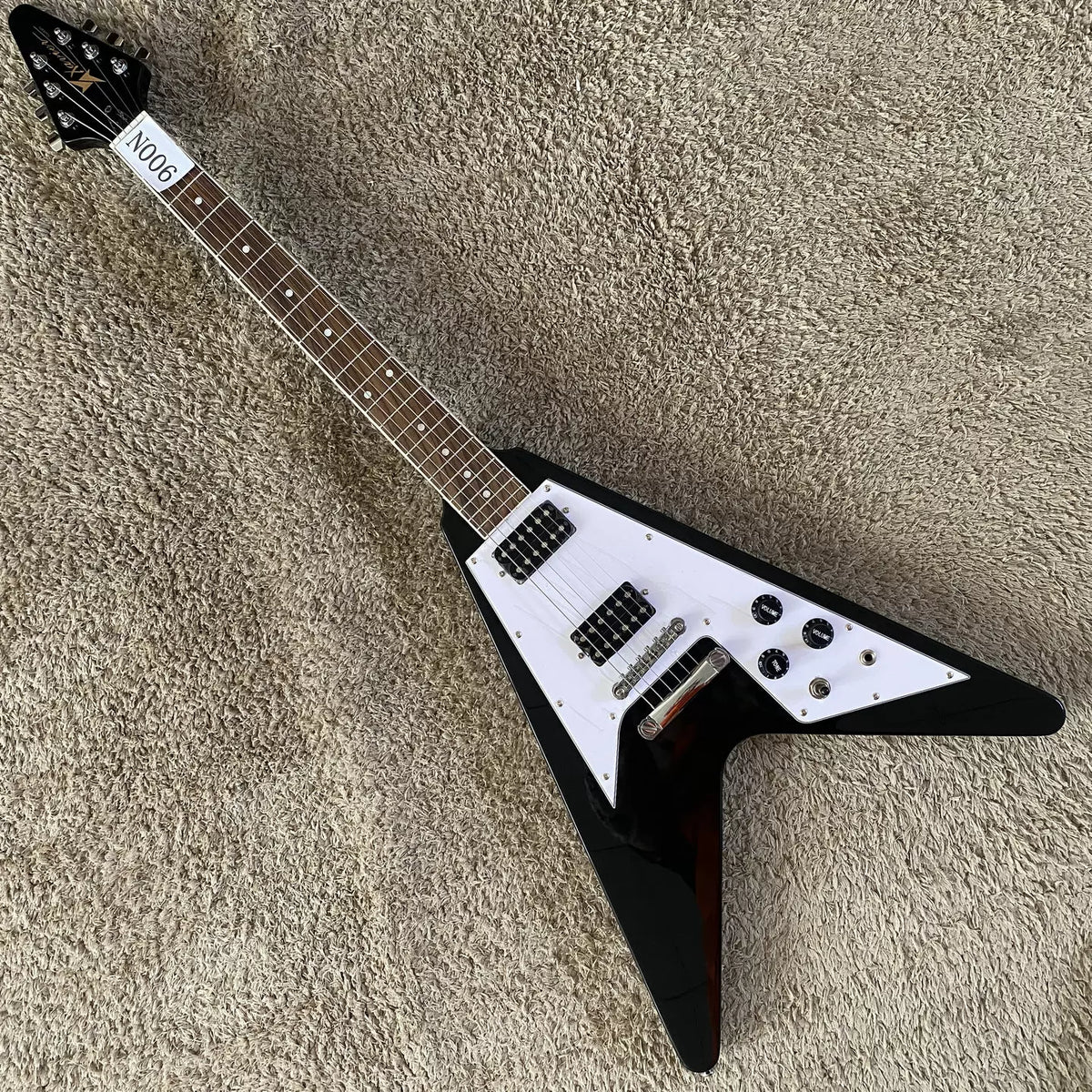 Xavier Flying V-shaped Swallowtail Black Fork Rock Guitar