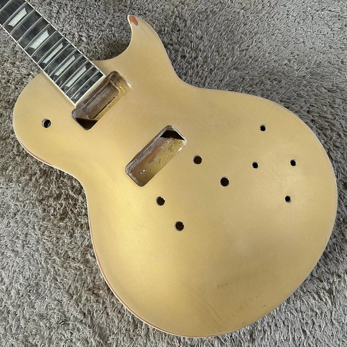Harley Bneton LP Electric Guitar - Partial DIY Project: Gold P90 Pickup Slotted, No Accessories, Minor Flaws