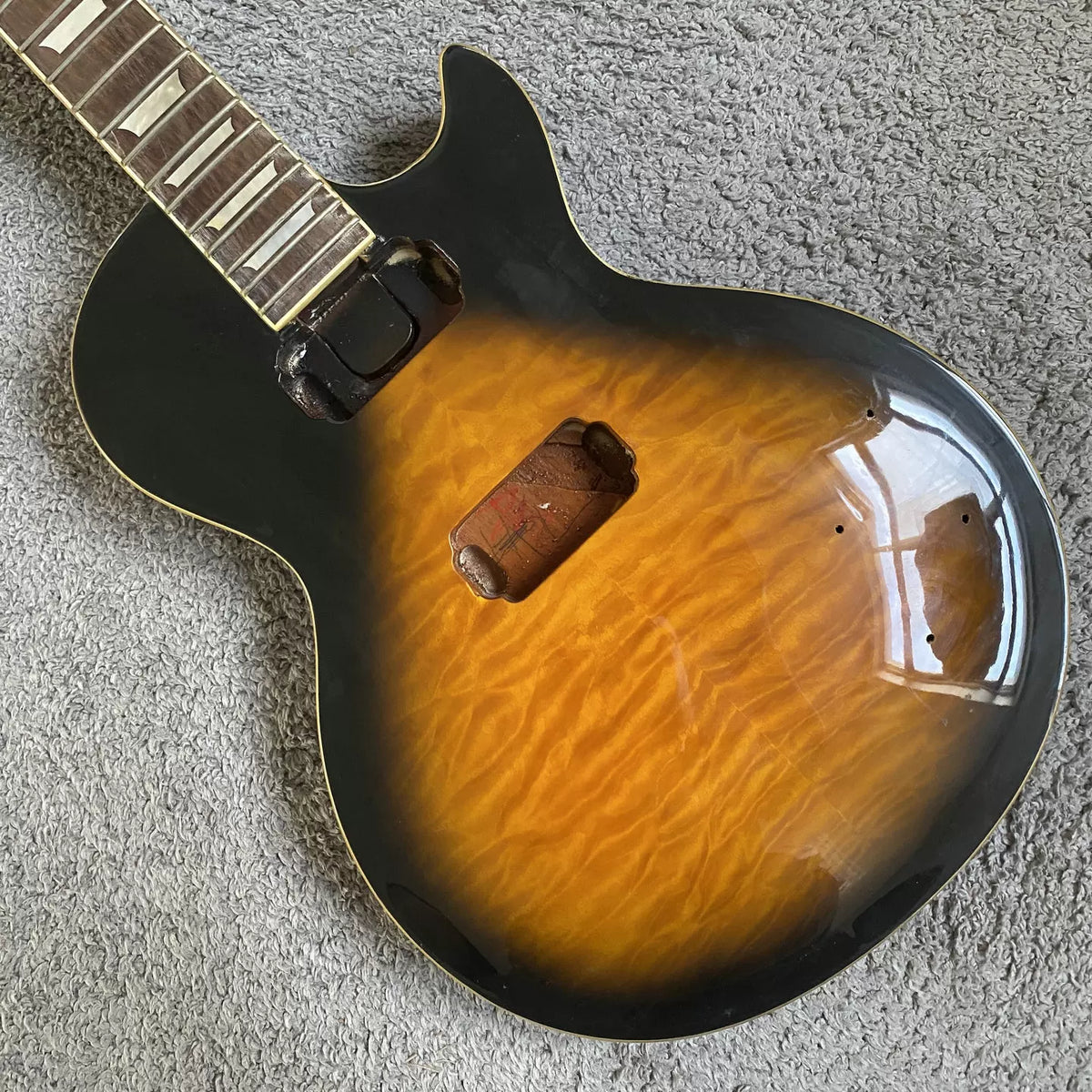 Custom Electric Guitar LP Standard Maple Big Flower African Mahogany 22 Frets Guitar Set DIY Semi-finished Product