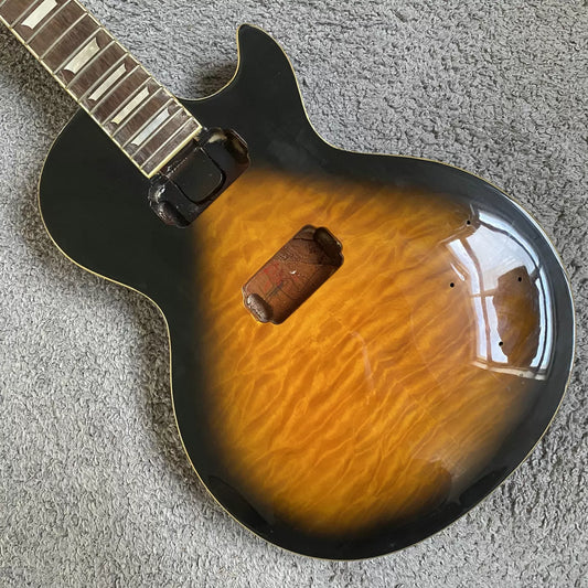 Custom Electric Guitar LP Standard Maple Big Flower African Mahogany 22 Frets Guitar Set DIY Semi-finished Product