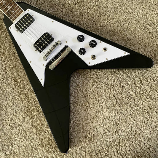 Xavier Flying V-shaped Swallowtail Black Fork Rock Guitar