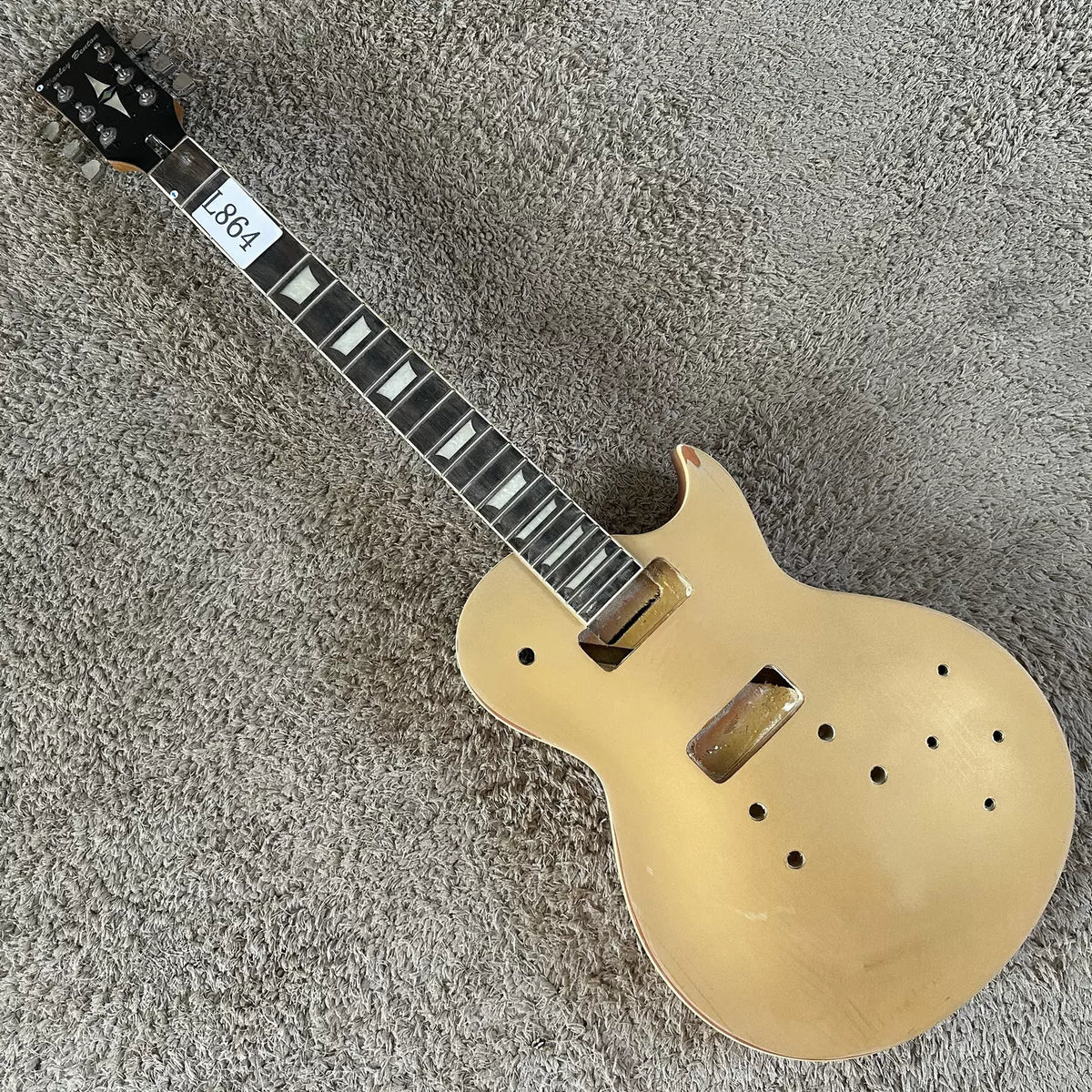 Harley Bneton LP Electric Guitar - Partial DIY Project: Gold P90 Pickup Slotted, No Accessories, Minor Flaws