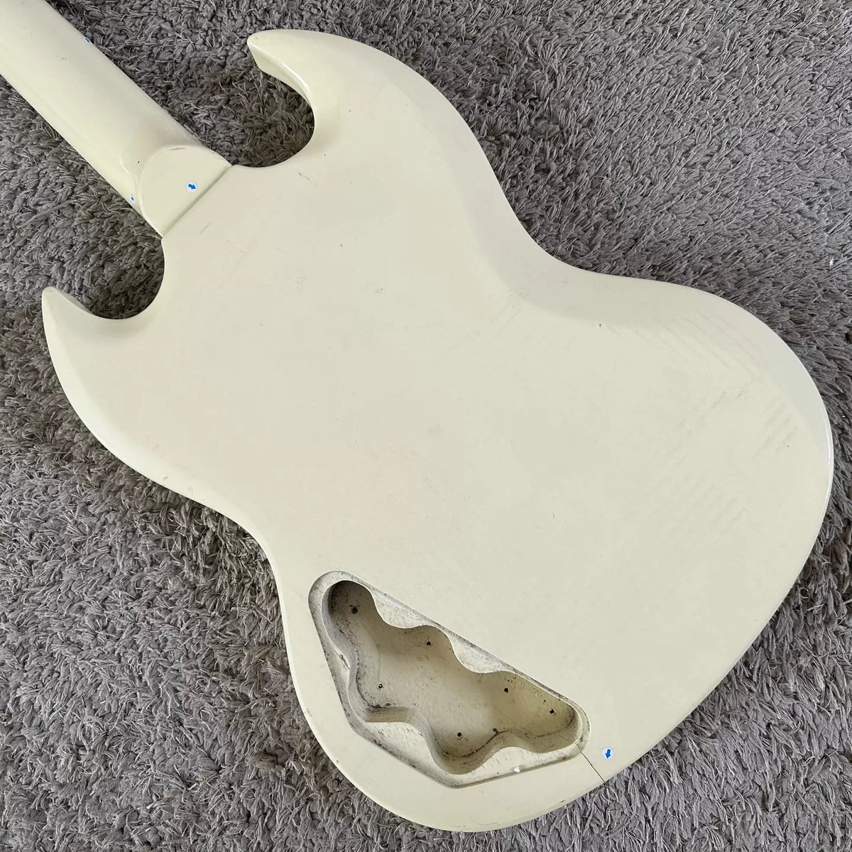 Harley Benton HB SG Electric Guitar Devil Horn Semi-finished DIY, Off-white, Stock with Defects