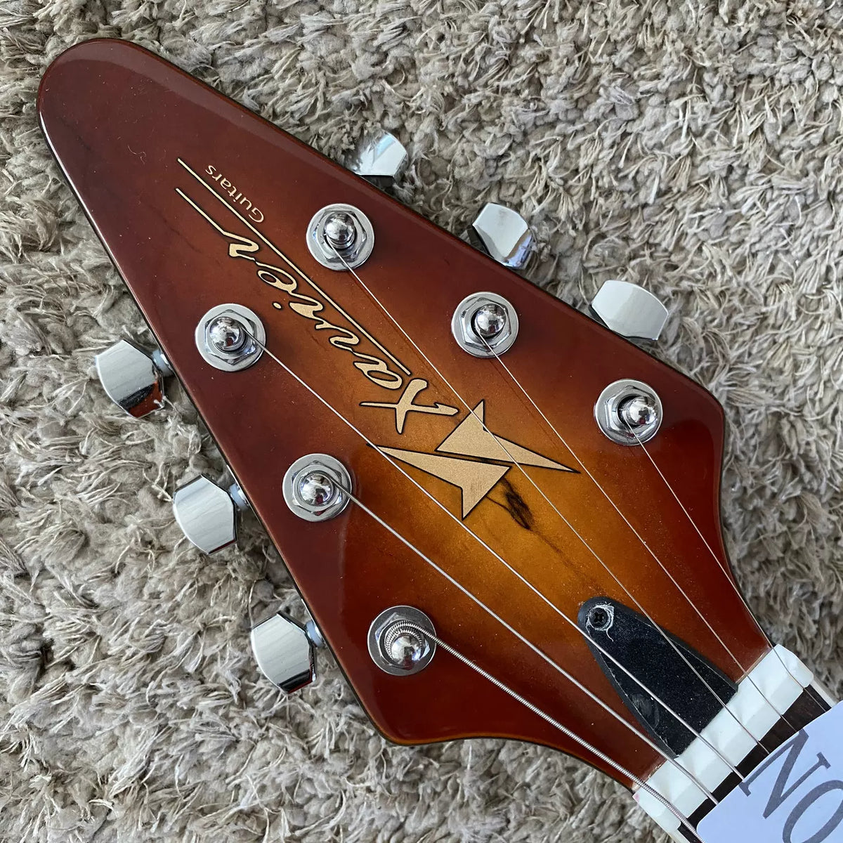 Xavier Flying V-Shaped Electric Guitar with Map Pattern and Swallowtail Maple Wood.