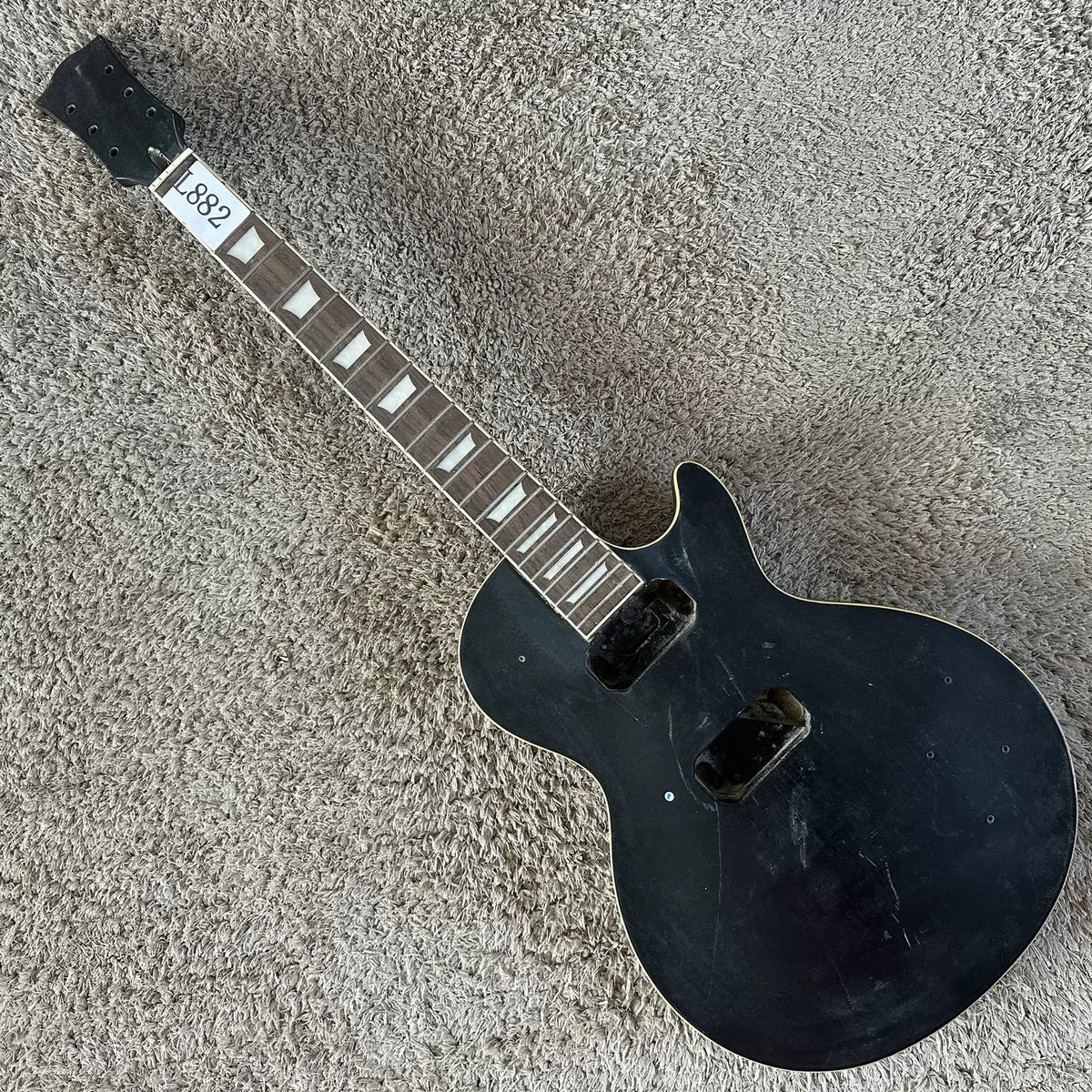 LP electric guitar, unfinished, no accessories, dual pickups, DIY, black, 22mm frets, minor flaws.