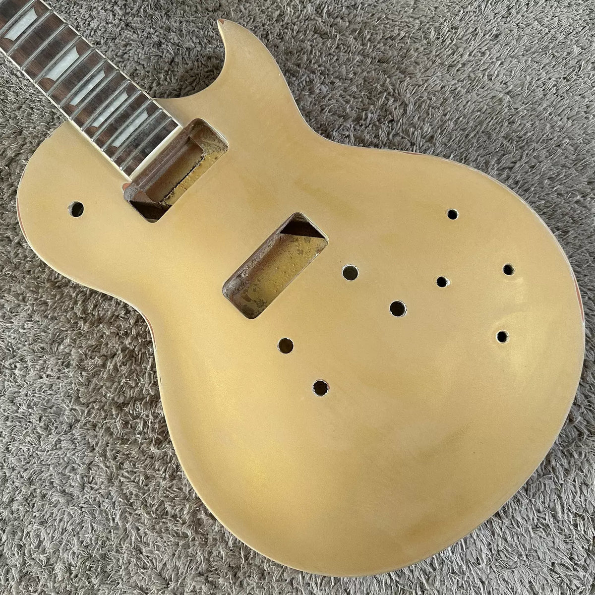 Harley Bneton Maple Veneer LP Electric Guitar Semi-finished DIY Project with Gold P90 Pickup Grooving (Stock)