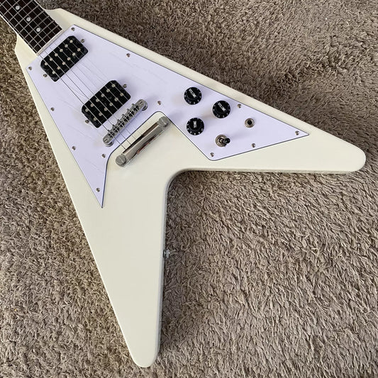 Xavier Flying V-shaped swallowtail off-white fork rock guitar