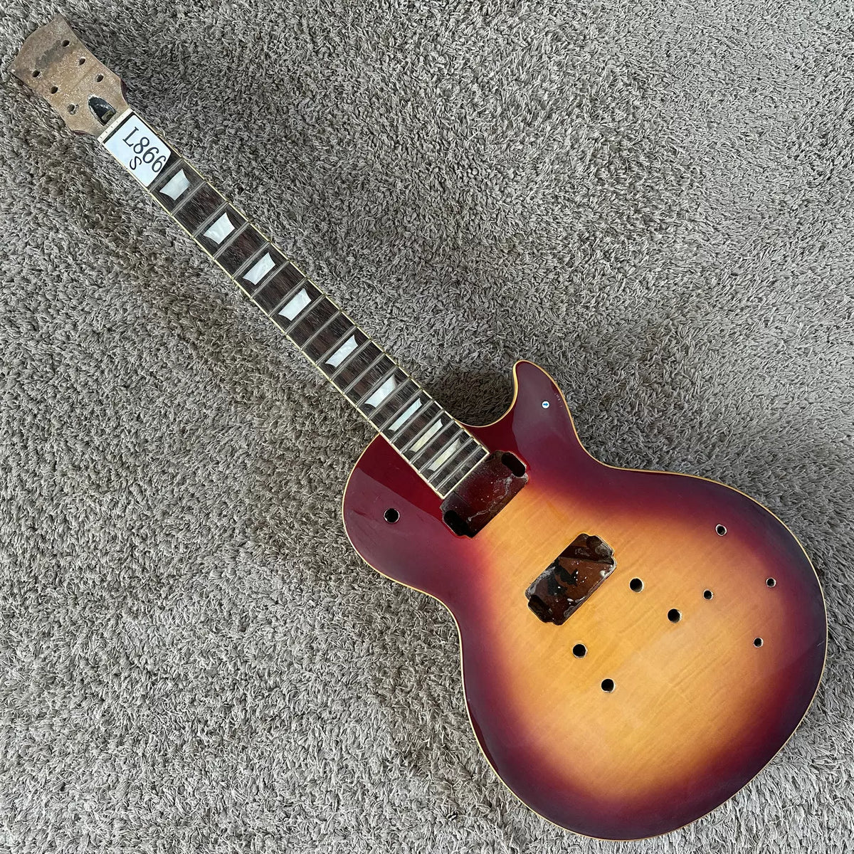 Stock LP electric guitar, maple, tiger stripe, mahogany, semi-finished product, no accessories, DIY, gradient color, minor flaws.