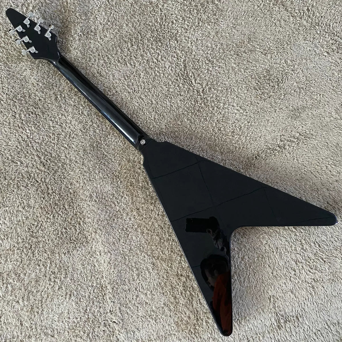 Xavier Flying V-shaped Swallowtail Black Fork Rock Guitar