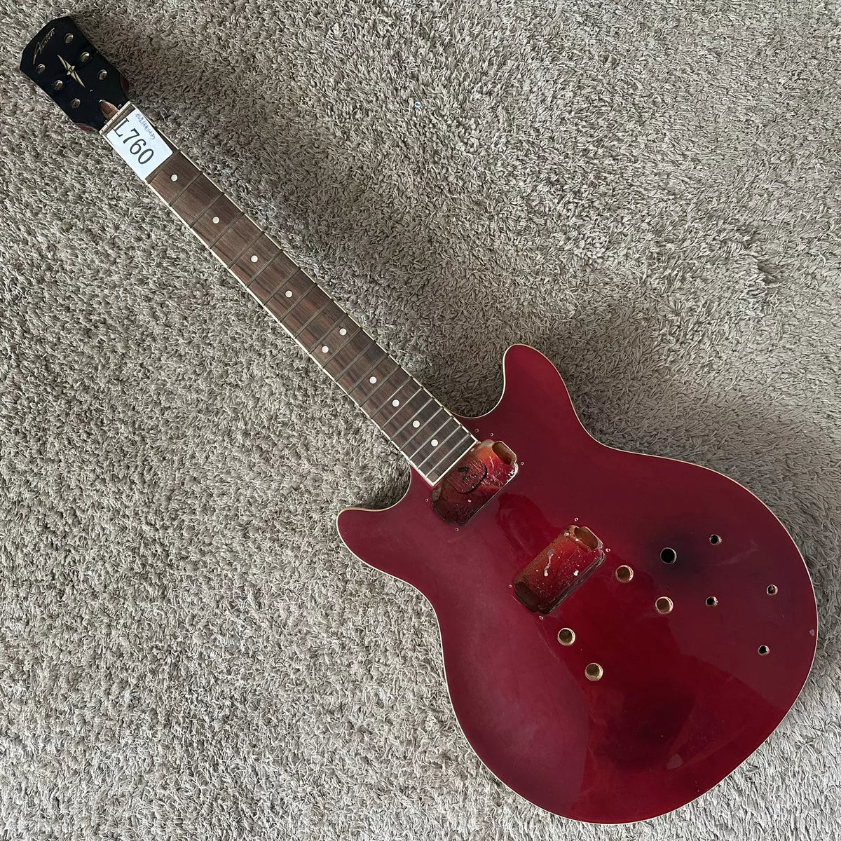 Austin Electric Guitar Dual Pickup, One-Piece Burgundy, 22 Frets, Semi-Finished Product, No Accessories Available, DIY