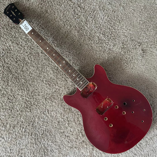 Austin Electric Guitar Dual Pickup, One-Piece Burgundy, 22 Frets, Semi-Finished Product, No Accessories Available, DIY