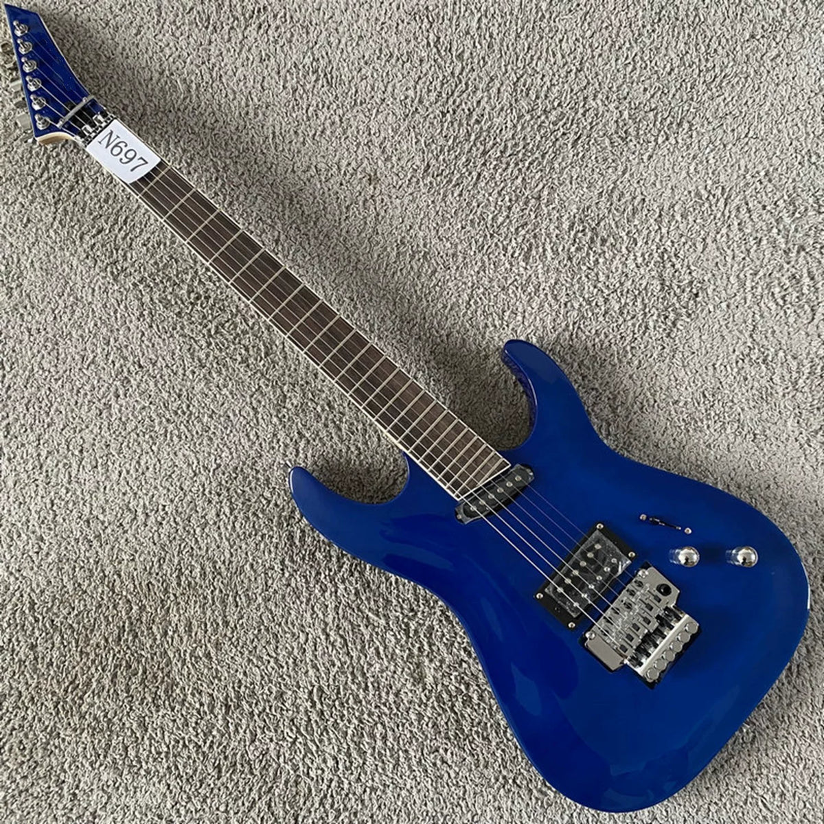 Blue Tiger Stripe 24-Frets Double Tremolo Electric Guitar, , Metal Rock Practice/Advanced Double Tremolo