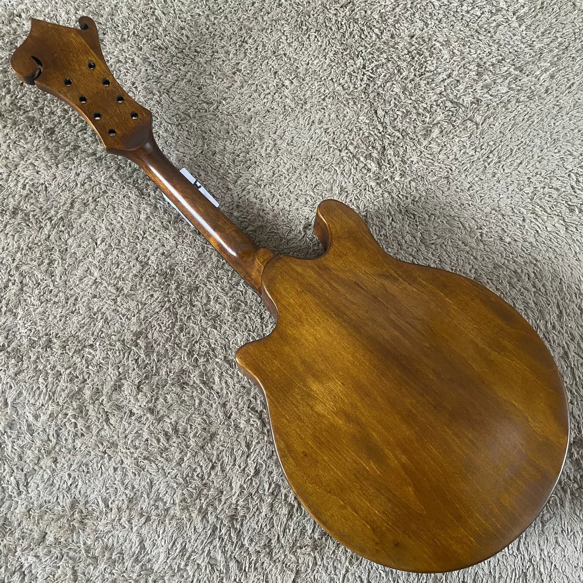 Mandolin guitar, 8 strings, solid spruce and maple top, transparent brown, pre-made, DIY, minor imperfections.