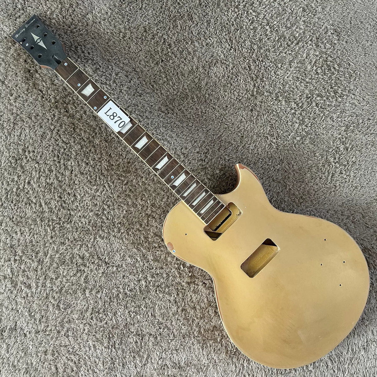 Harley Bneton Maple Veneer LP Electric Guitar Semi-finished DIY, Gold Finish, No Accessories or Defects, In Stock